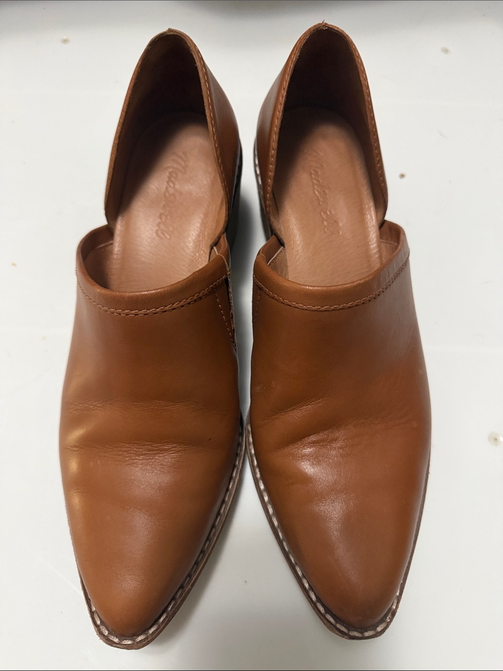 Woman Tan Leather Slip-On Dress Shoes